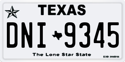 TX license plate DNI9345