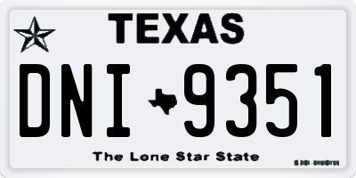 TX license plate DNI9351