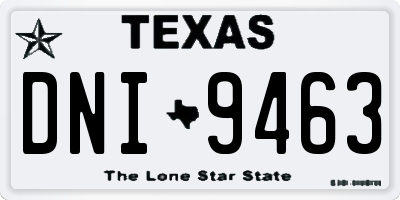 TX license plate DNI9463