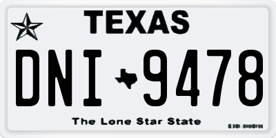 TX license plate DNI9478