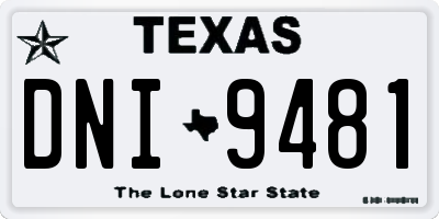 TX license plate DNI9481