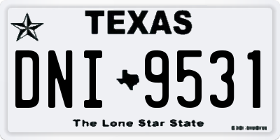 TX license plate DNI9531