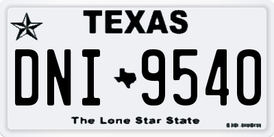 TX license plate DNI9540