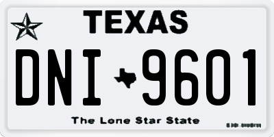 TX license plate DNI9601