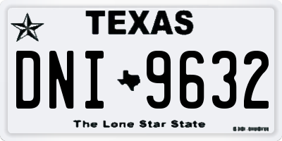 TX license plate DNI9632