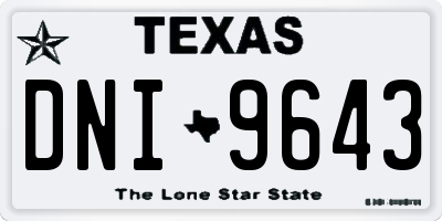 TX license plate DNI9643