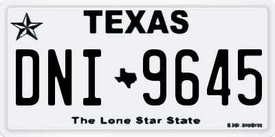 TX license plate DNI9645
