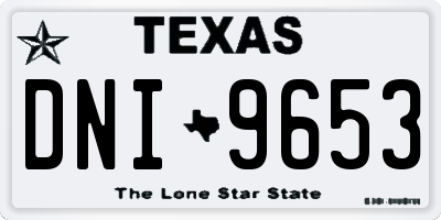 TX license plate DNI9653