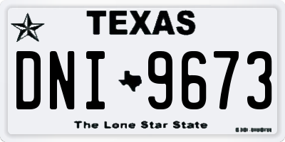 TX license plate DNI9673