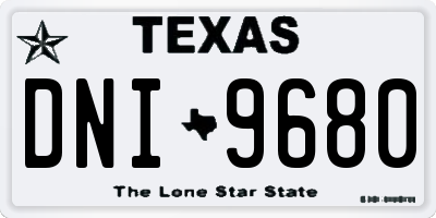 TX license plate DNI9680