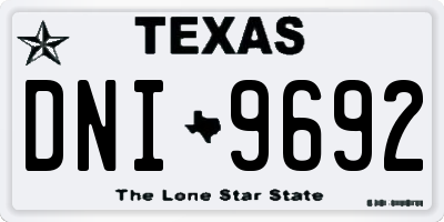 TX license plate DNI9692