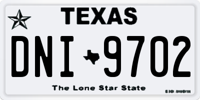 TX license plate DNI9702