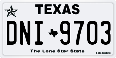 TX license plate DNI9703
