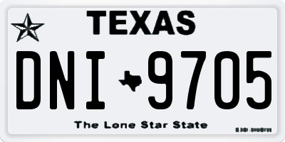 TX license plate DNI9705