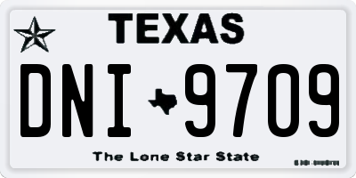 TX license plate DNI9709