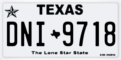 TX license plate DNI9718