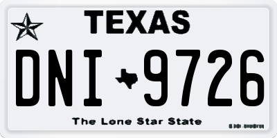 TX license plate DNI9726