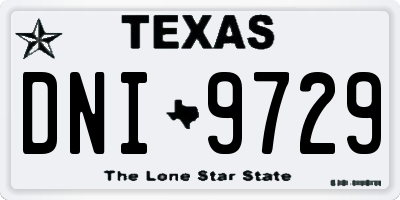 TX license plate DNI9729