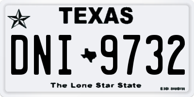 TX license plate DNI9732