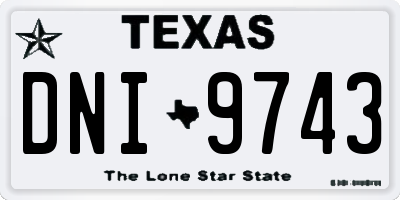 TX license plate DNI9743