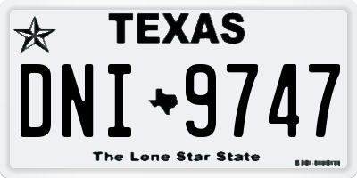 TX license plate DNI9747