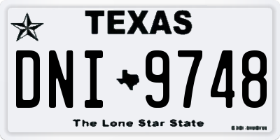 TX license plate DNI9748