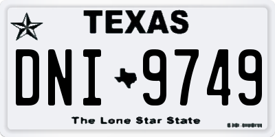 TX license plate DNI9749