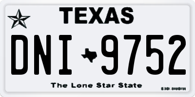 TX license plate DNI9752