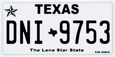 TX license plate DNI9753