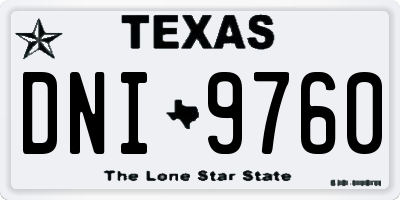 TX license plate DNI9760