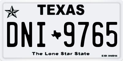 TX license plate DNI9765