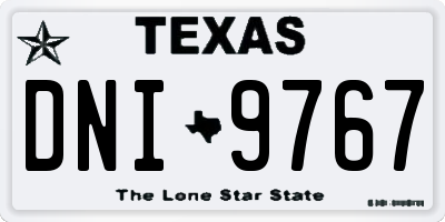 TX license plate DNI9767