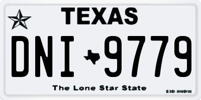 TX license plate DNI9779