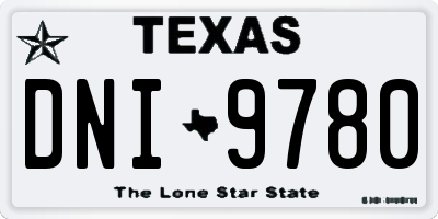 TX license plate DNI9780