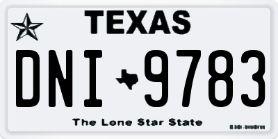 TX license plate DNI9783