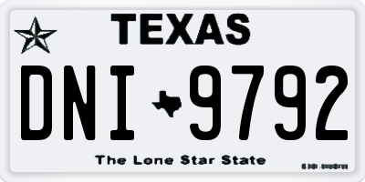 TX license plate DNI9792