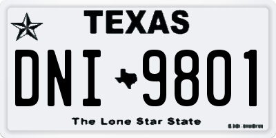 TX license plate DNI9801