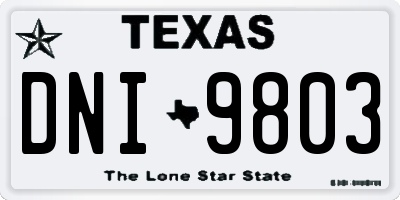 TX license plate DNI9803