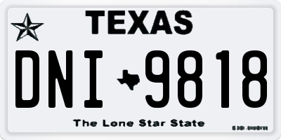 TX license plate DNI9818