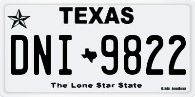 TX license plate DNI9822