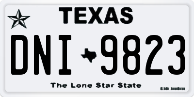 TX license plate DNI9823