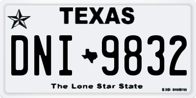 TX license plate DNI9832
