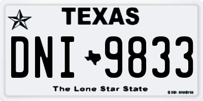 TX license plate DNI9833
