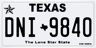 TX license plate DNI9840