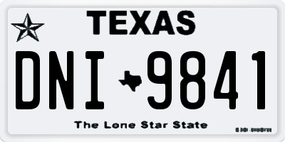 TX license plate DNI9841