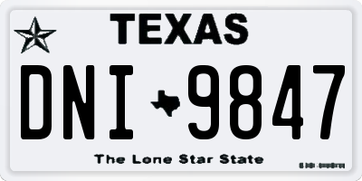 TX license plate DNI9847