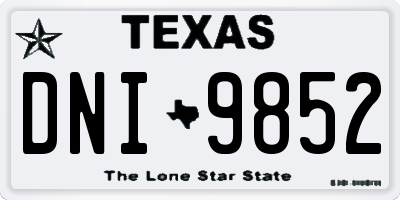 TX license plate DNI9852