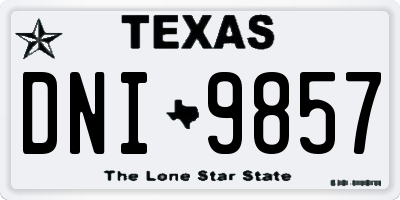 TX license plate DNI9857