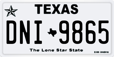 TX license plate DNI9865