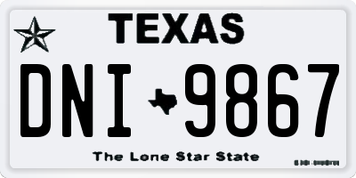 TX license plate DNI9867